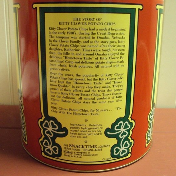 Unique Vintage Other Vintage And Rare Kitty Clover Potato Chip Tin